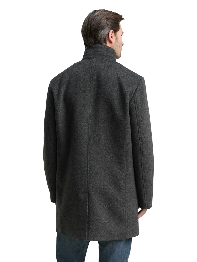 2 in 1 wool coat, dark grey black herringbone