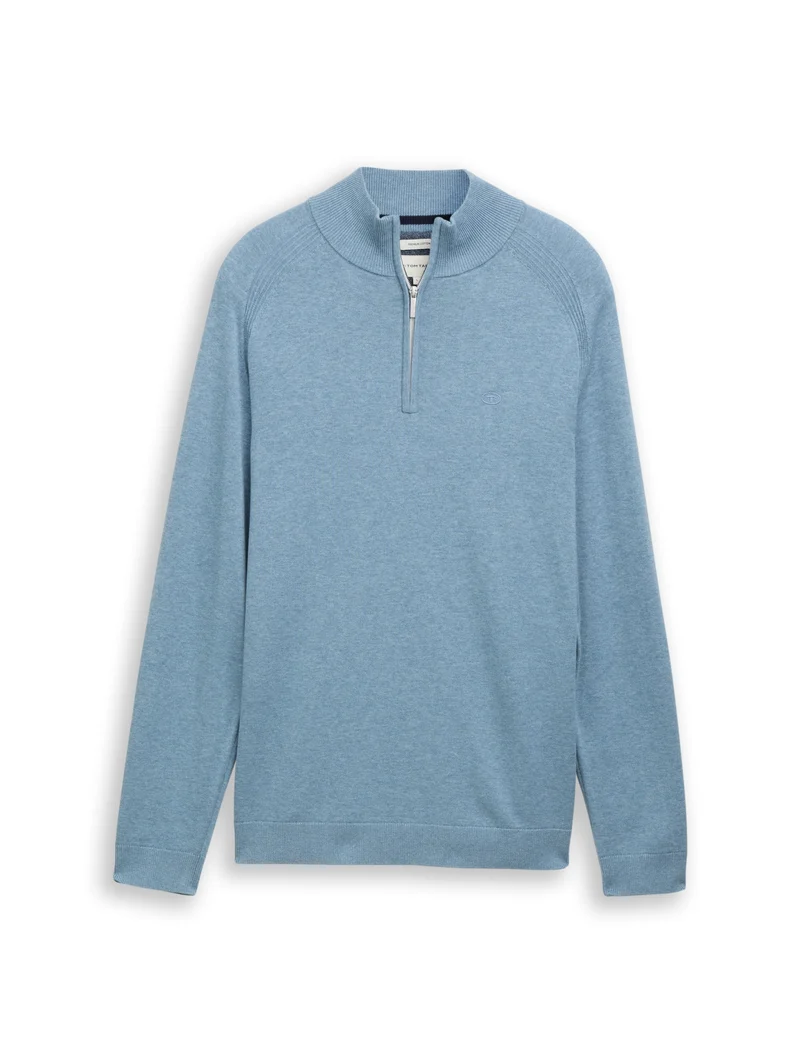basic knit troyer, faded blue melange