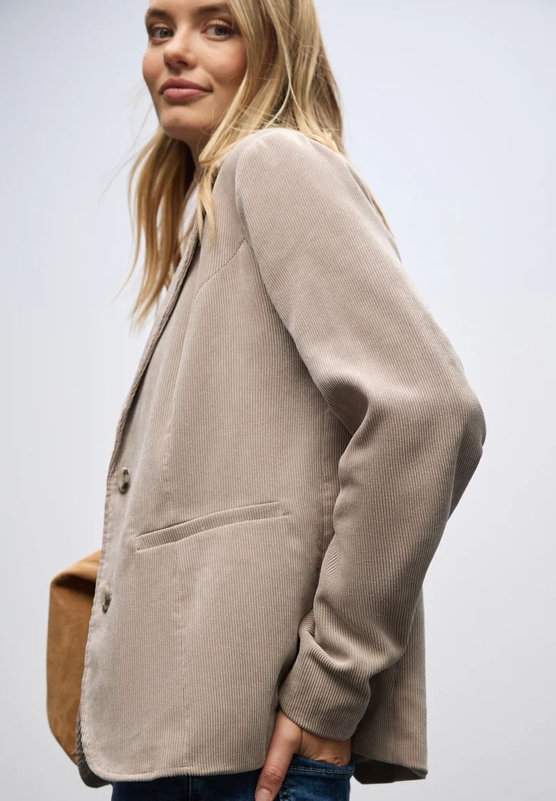 LTD QR Corduroy Blazer, morning beige