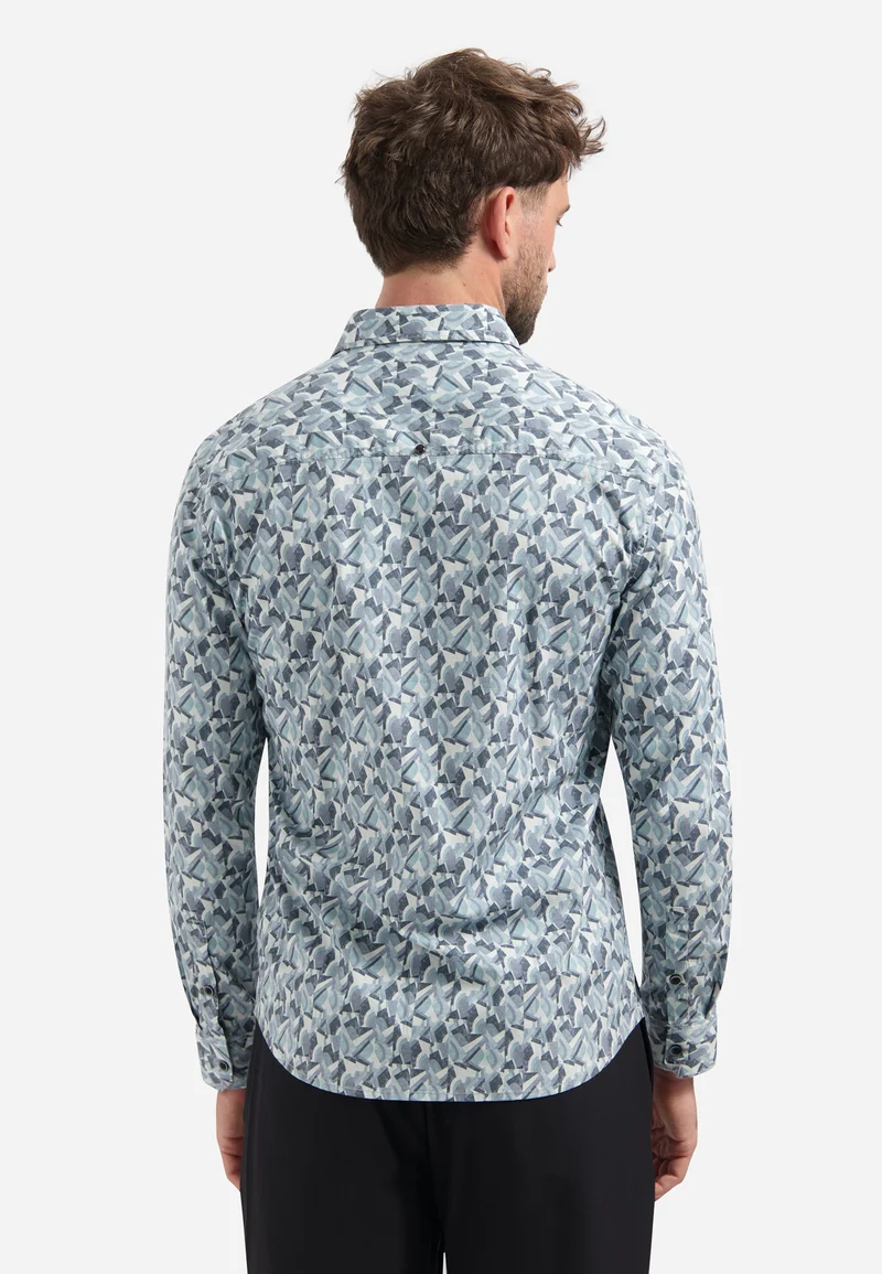 Shirt Stretch Allover Printed, Dark Steel
