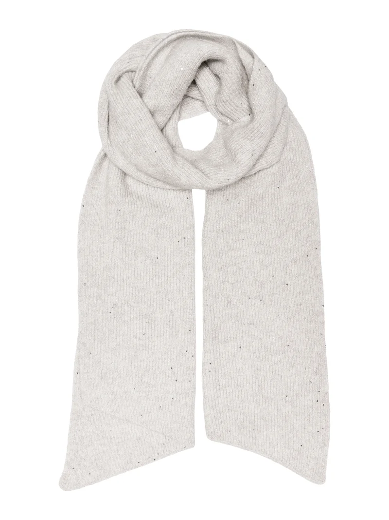 ONLSOLA GLITTER KNIT SCARF CC, Pumice Stone/SILVER GLITTER