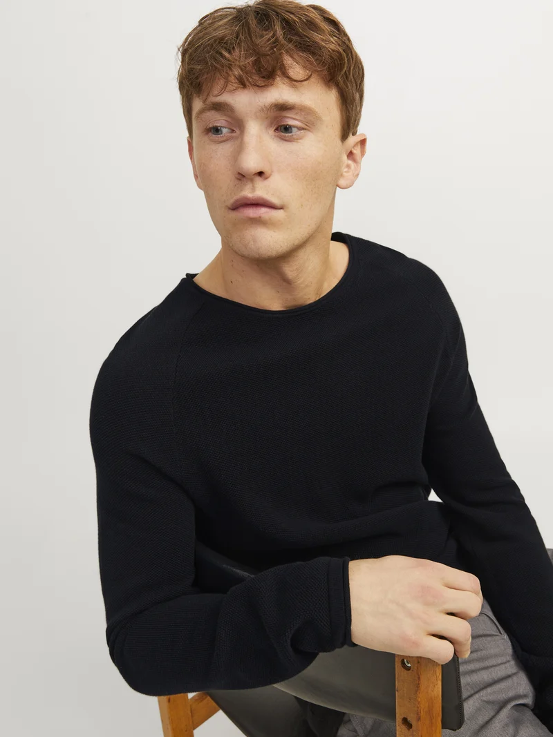 JJEHILL KNIT CREW NECK NOOS, Black