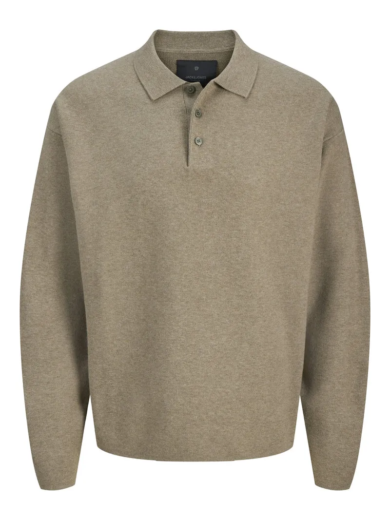 JPRBLABRADFORT KNIT POLO, Brindle/Melange