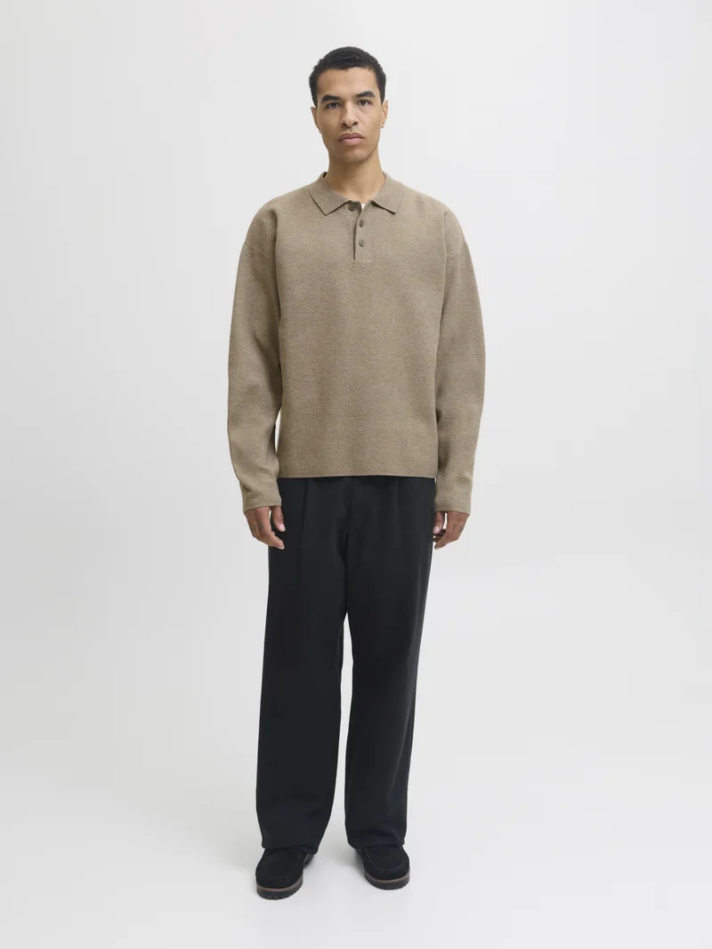 JPRBLABRADFORT KNIT POLO, Brindle/Melange