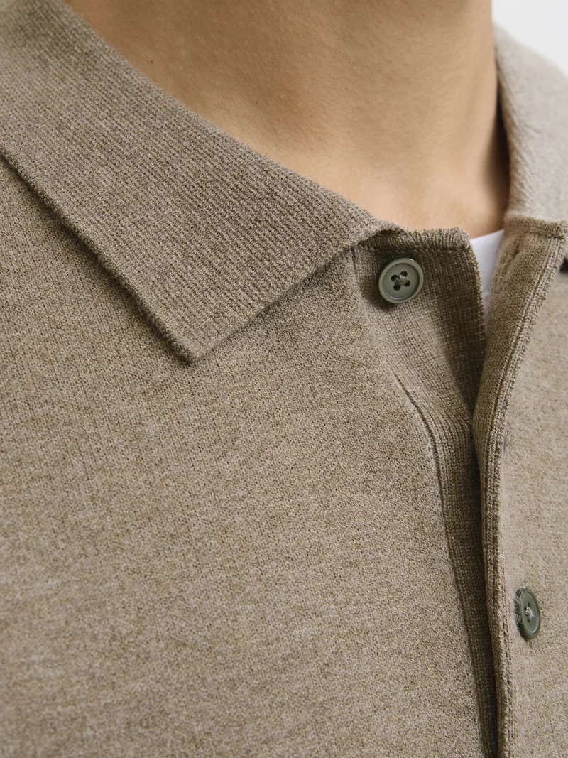 JPRBLABRADFORT KNIT POLO, Brindle/Melange