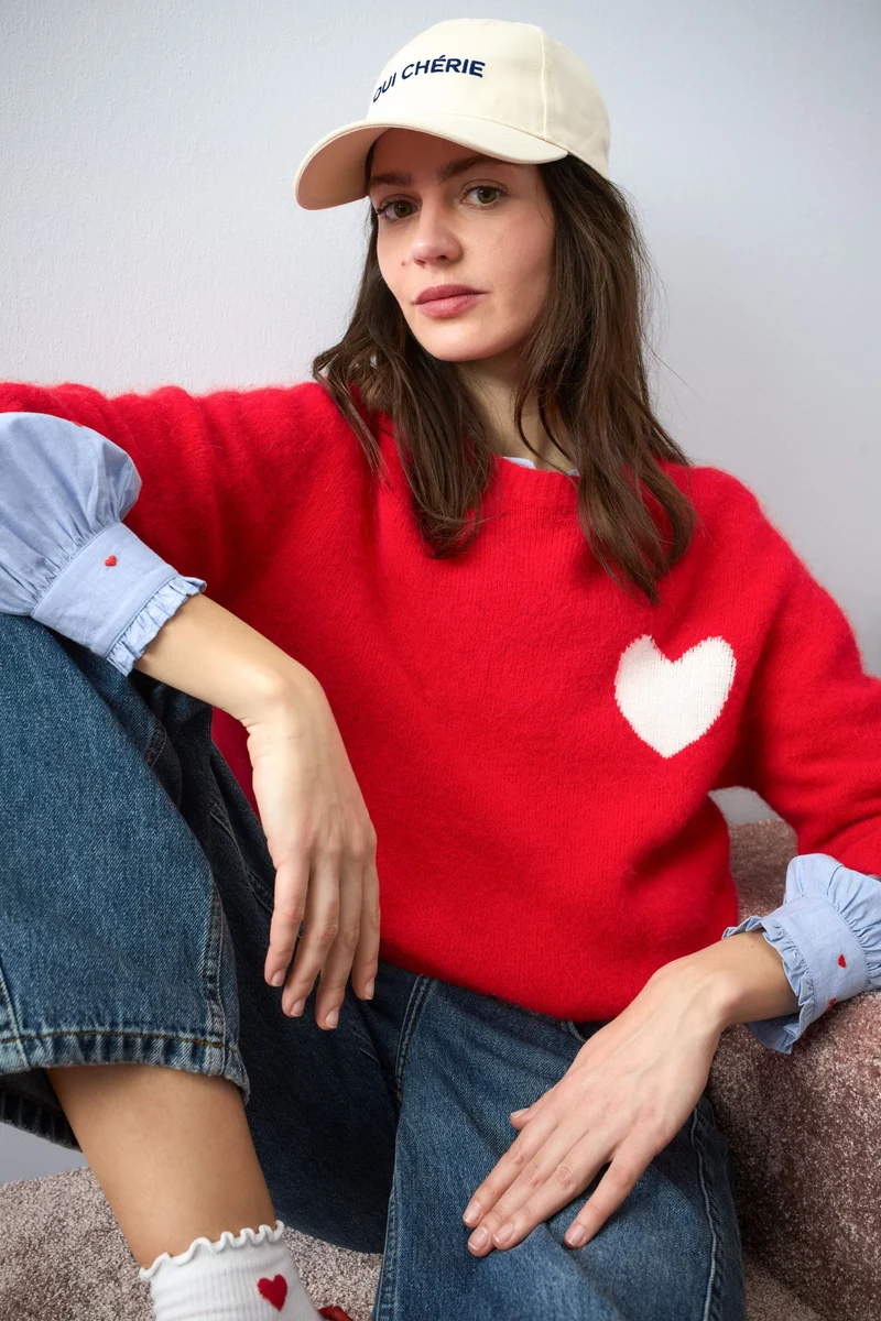Pullover, high risk red