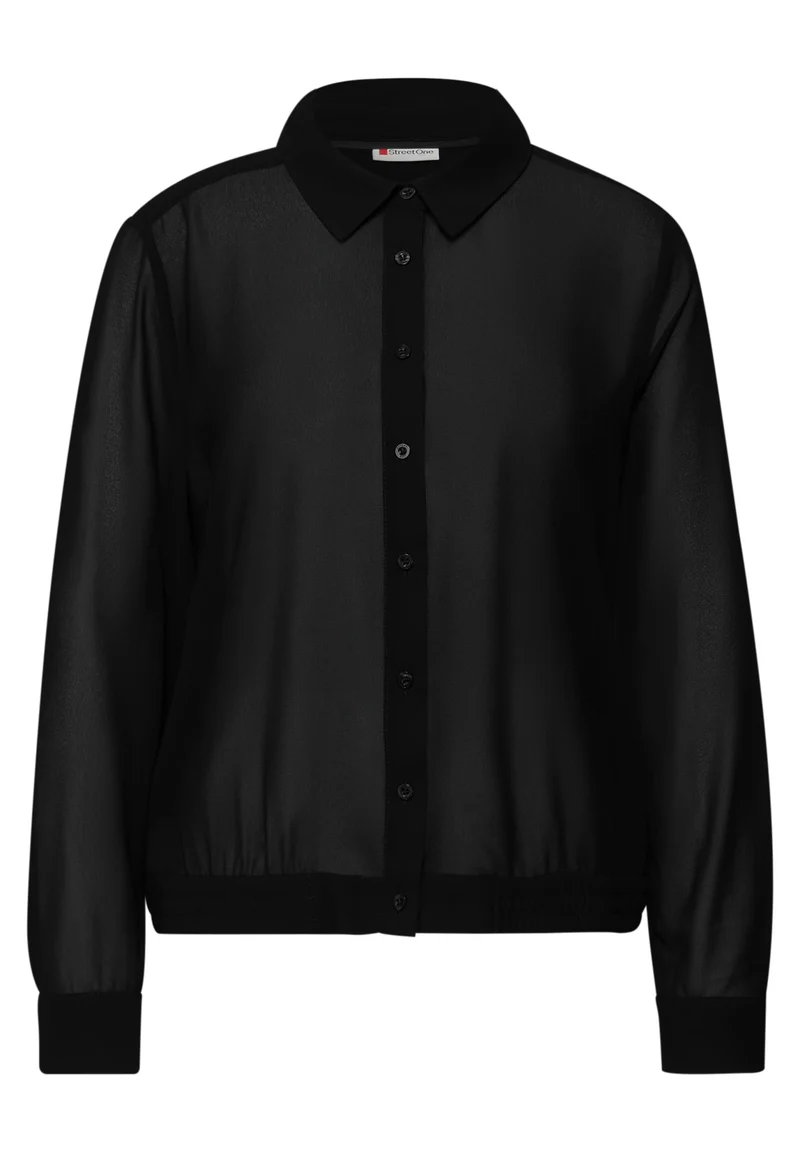 Chiffon buttoned shirtcollar b, Black