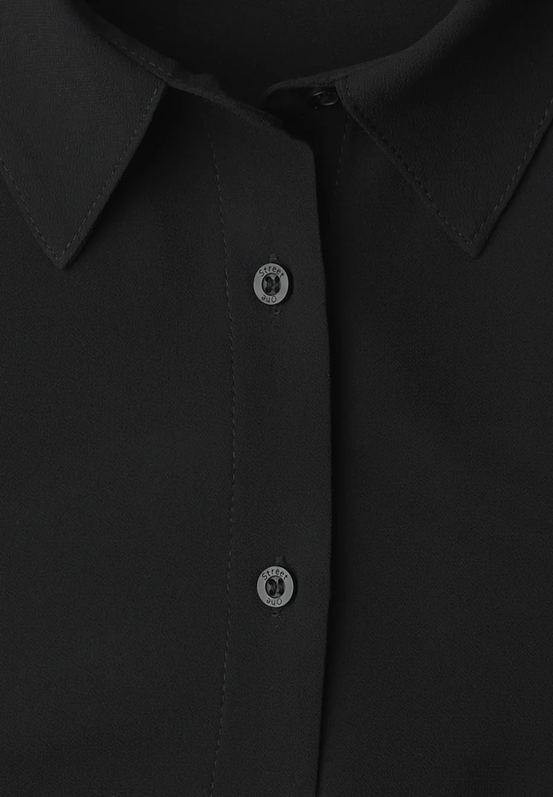 Chiffon buttoned shirtcollar b, Black