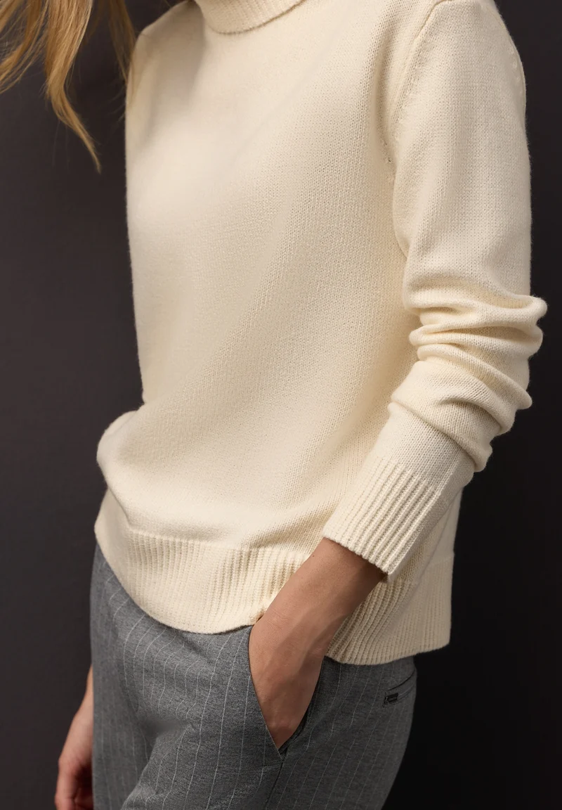cosy sweater with roll-neck, soft beige