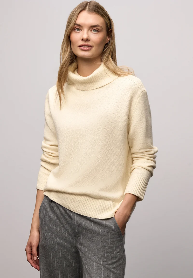 cosy sweater with roll-neck, soft beige