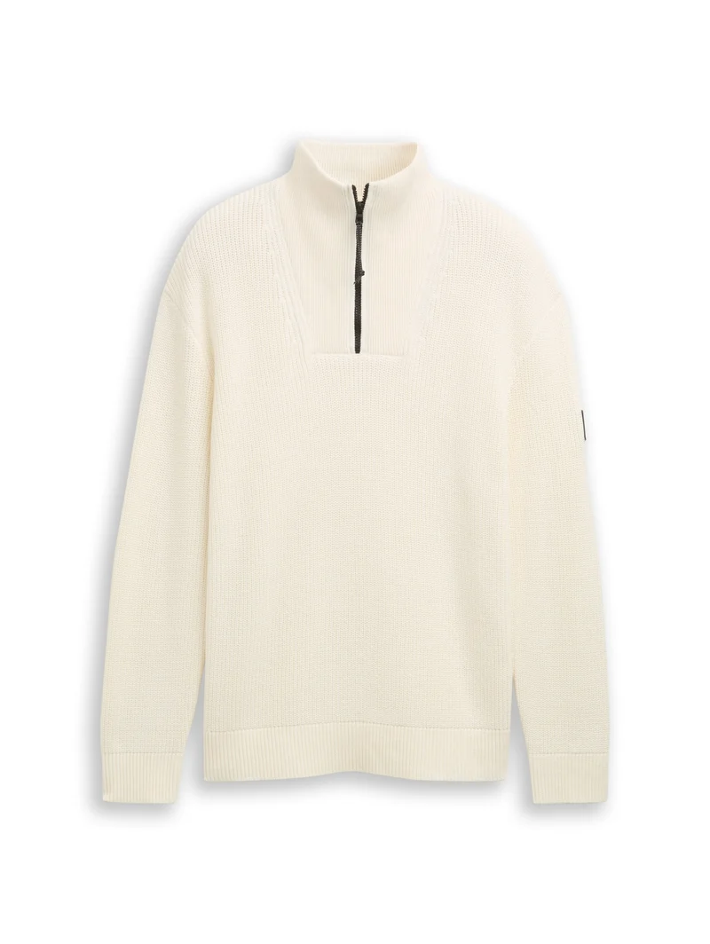 relaxed knit troyer, Wool White