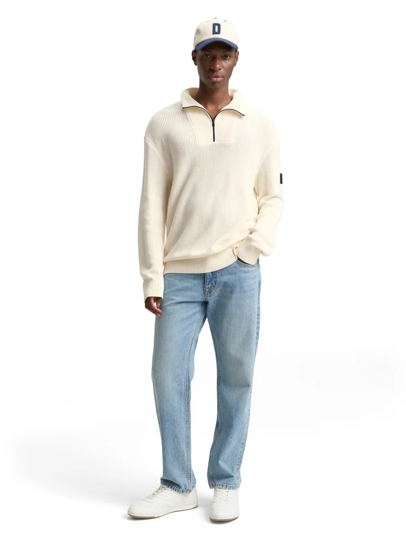relaxed knit troyer, Wool White