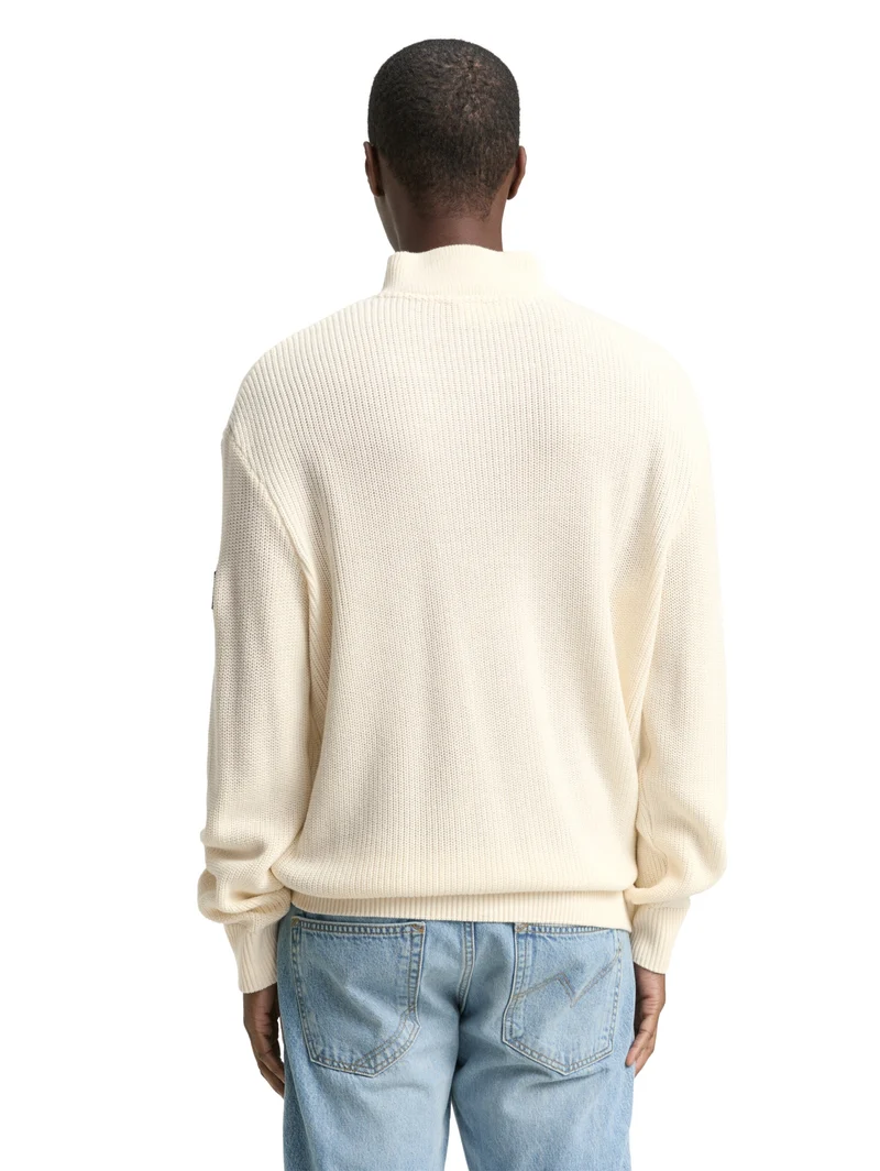 relaxed knit troyer, Wool White