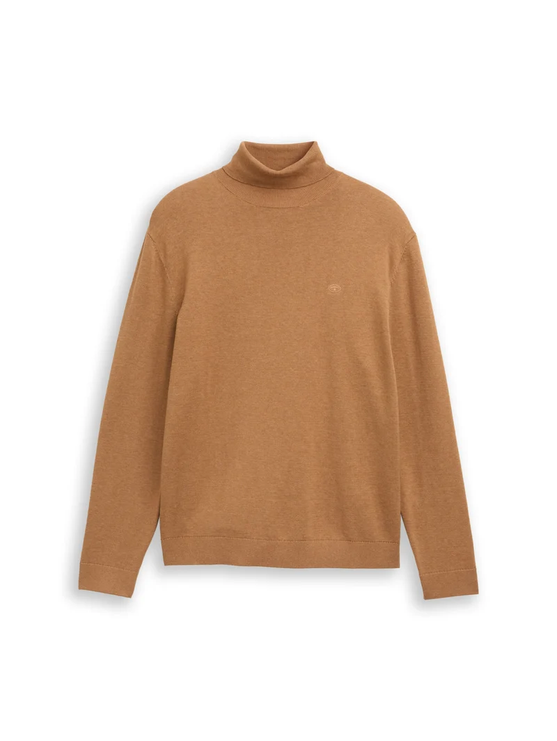 basic turtleneck knit, mid brown melange