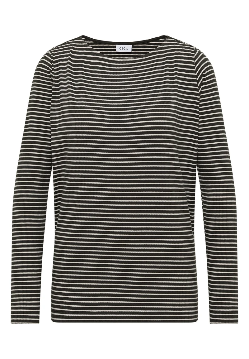 Stripe Rib Boatneck Shirt, raw khaki