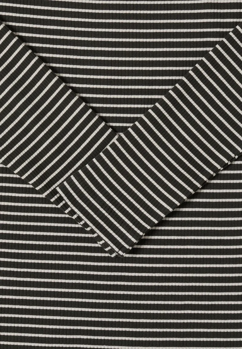 Stripe Rib Boatneck Shirt, raw khaki