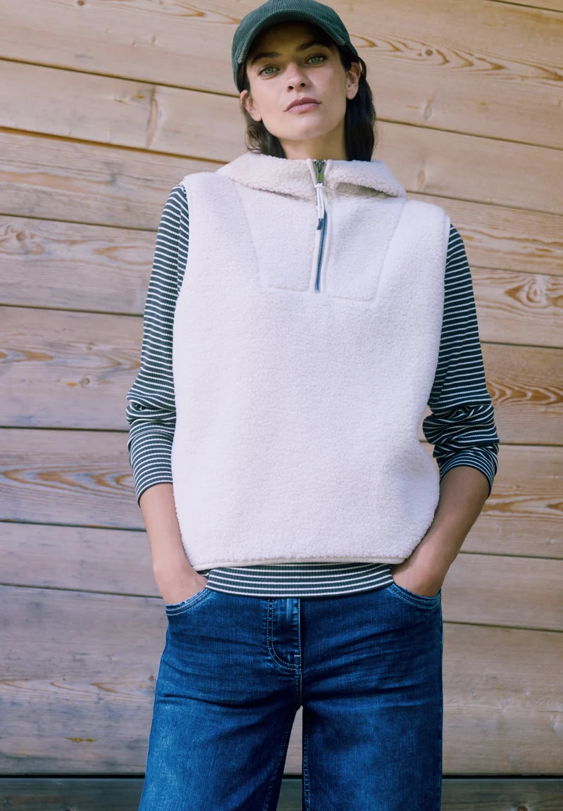 Stripe Rib Boatneck Shirt, raw khaki