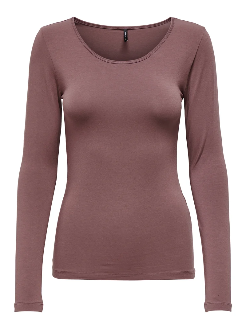 ONLLIVE LOVE L/S ONECK TOP NOOS JRS, Rose Brown