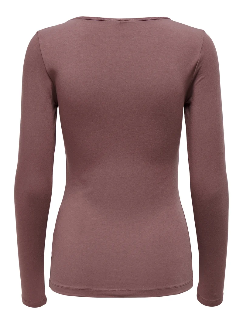 ONLLIVE LOVE L/S ONECK TOP NOOS JRS, Rose Brown