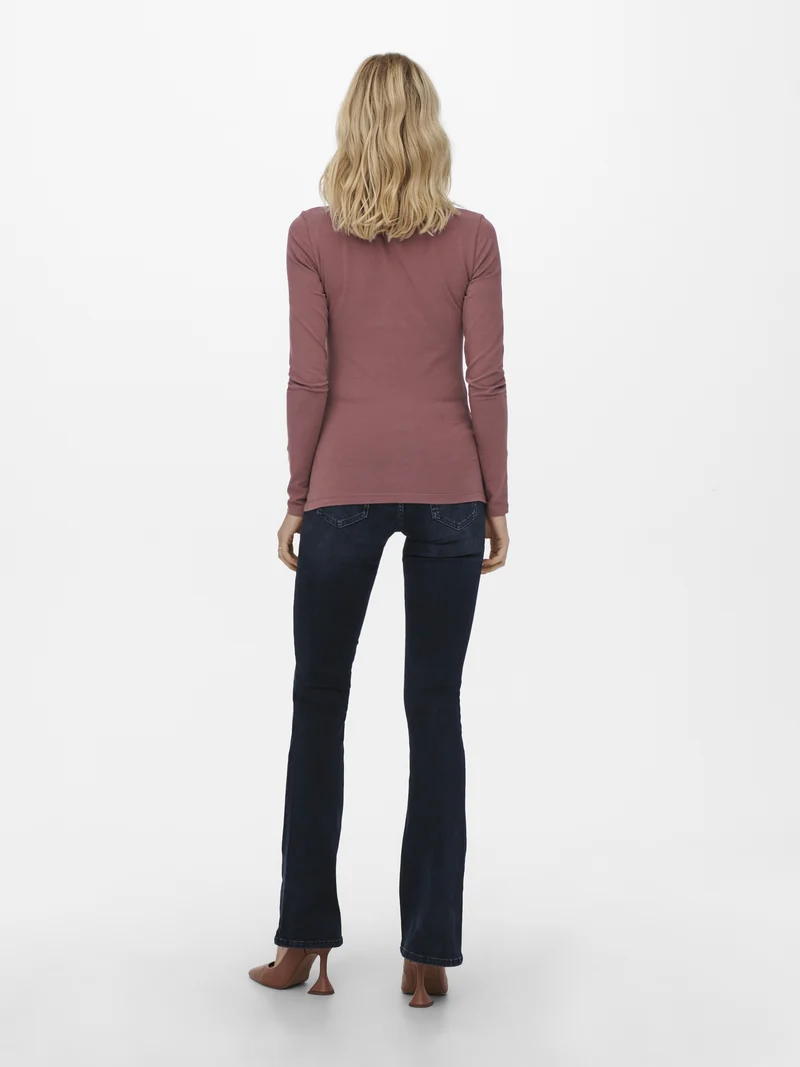 ONLLIVE LOVE L/S ONECK TOP NOOS JRS, Rose Brown