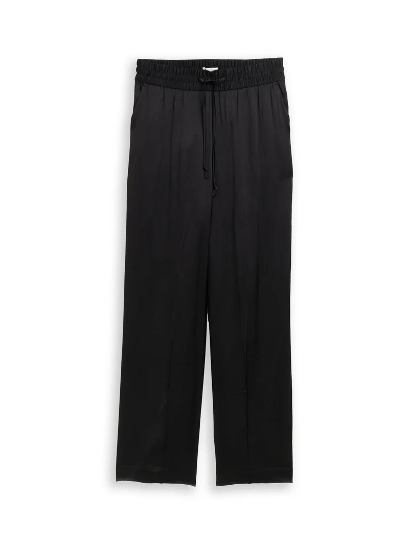 satin wide leg pants, deep black