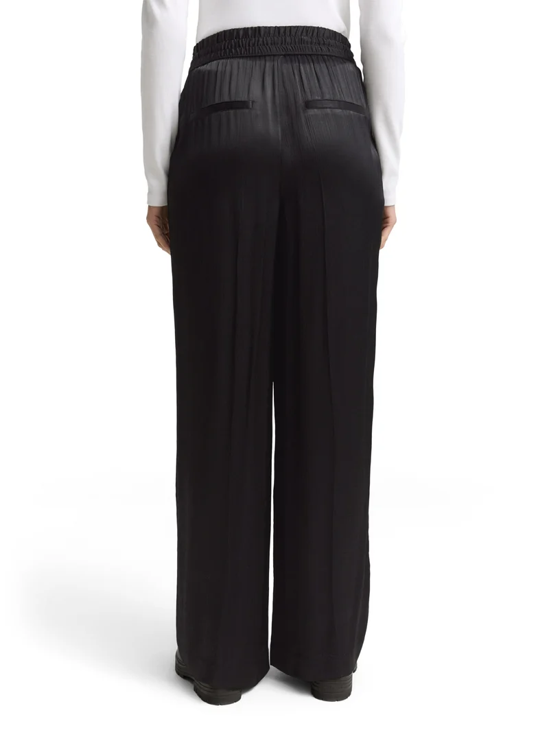satin wide leg pants, deep black