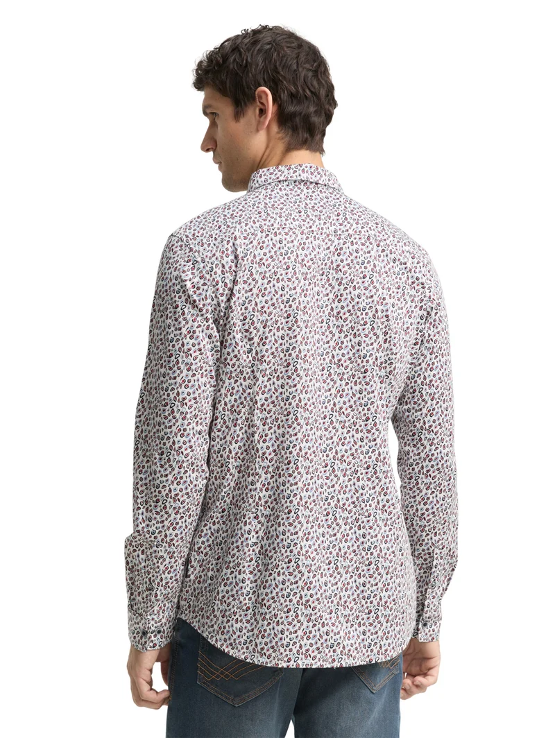 fitted printed stretch shirt, white irregular dot design