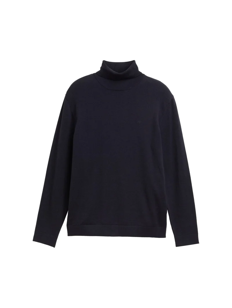 basic turtleneck knit, Knitted Navy Melange
