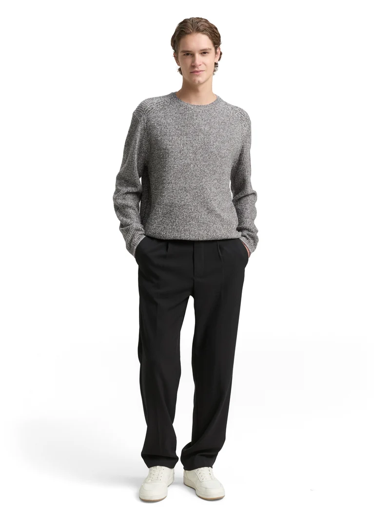 cosy structured two tone crew, grey white mouline