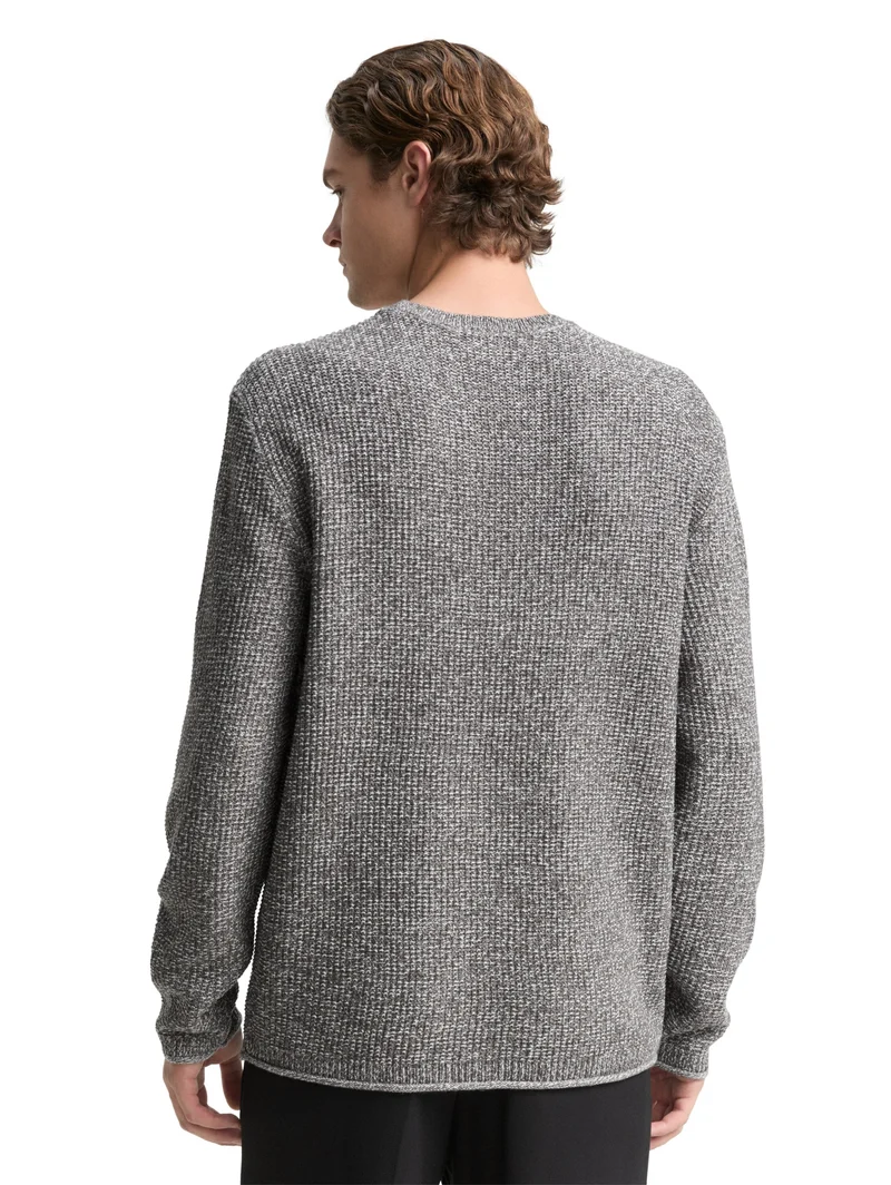 cosy structured two tone crew, grey white mouline