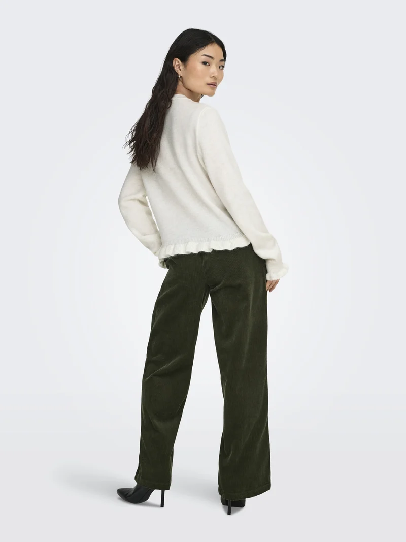 JDYLETTY L/S ON FRILL CARDIGAN KNT, Cloud Dancer/MELANGE