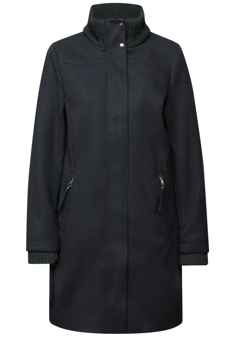 LTD QR Coat w. Knit Details, Obsidian Blue
