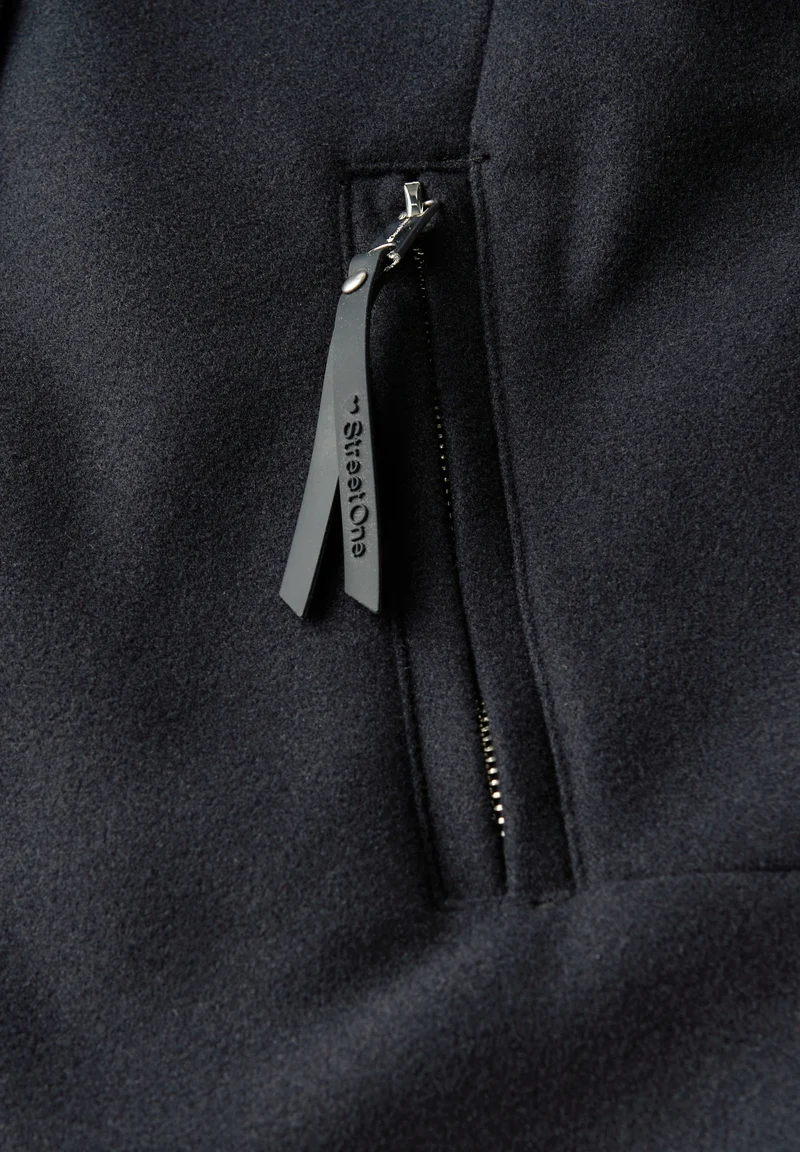 LTD QR Coat w. Knit Details, Obsidian Blue