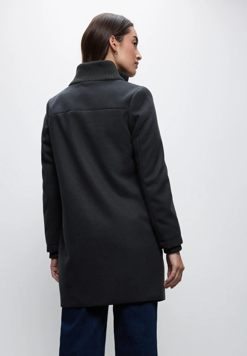 LTD QR Coat w. Knit Details, Obsidian Blue