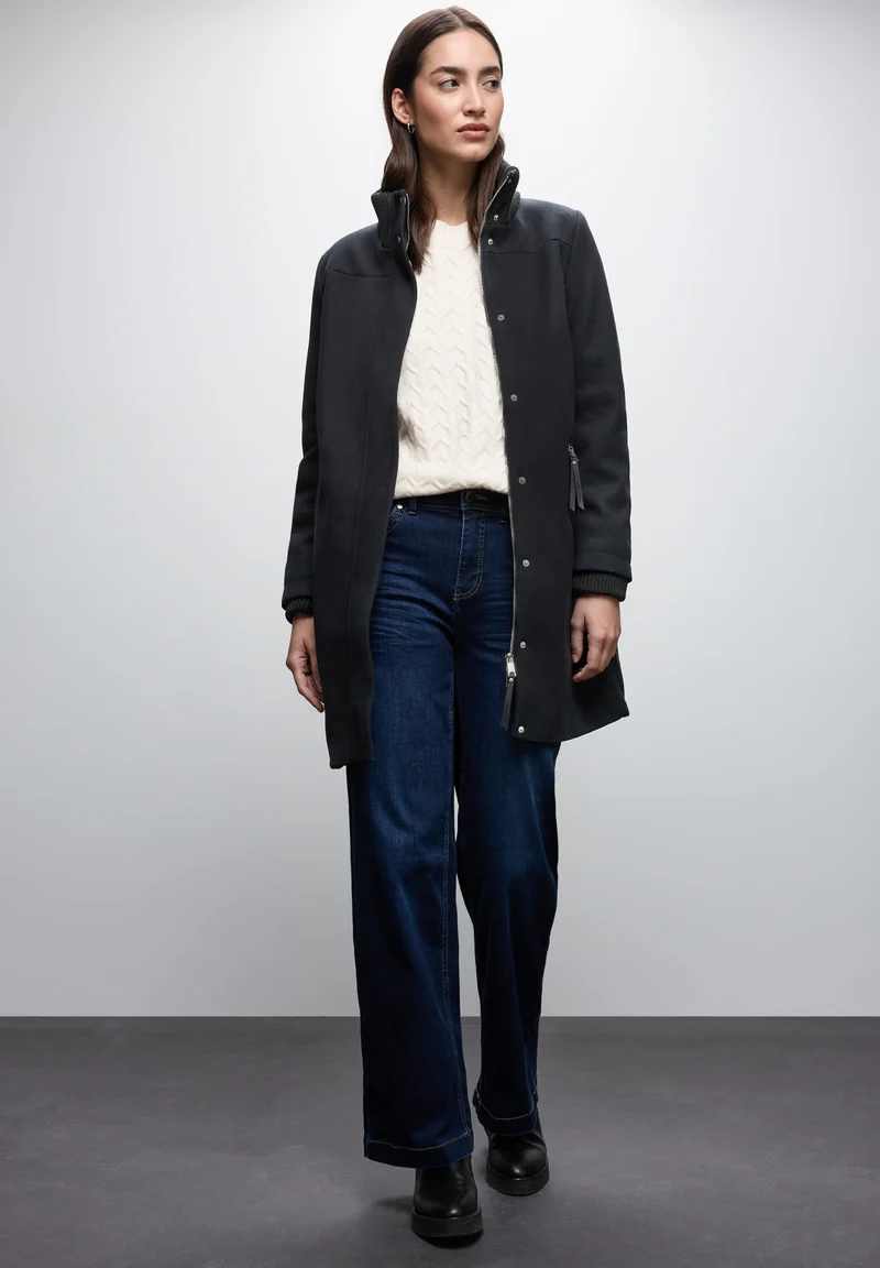 LTD QR Coat w. Knit Details, Obsidian Blue