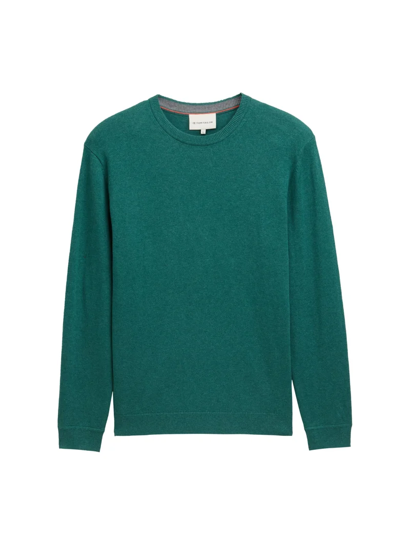 cotton cashmere crewneck knit, jasper green melange