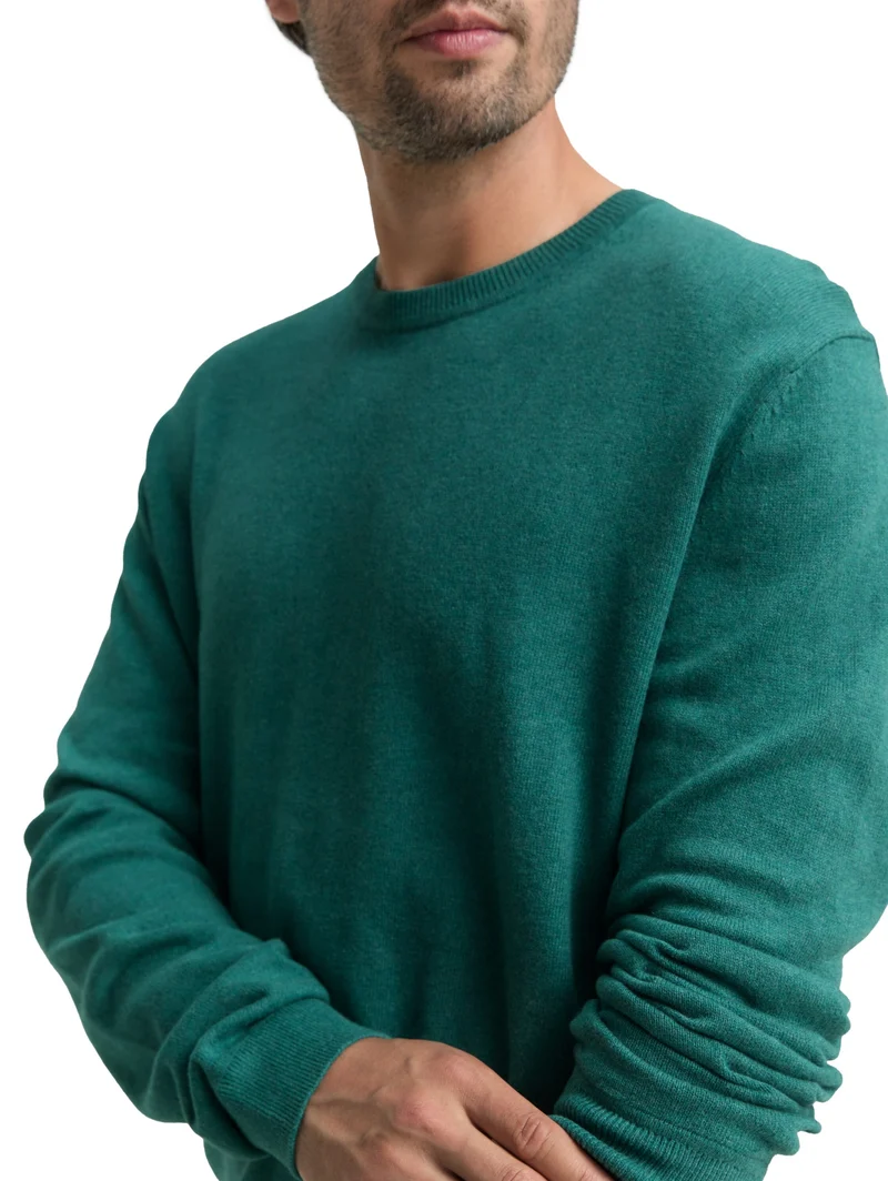 cotton cashmere crewneck knit, jasper green melange