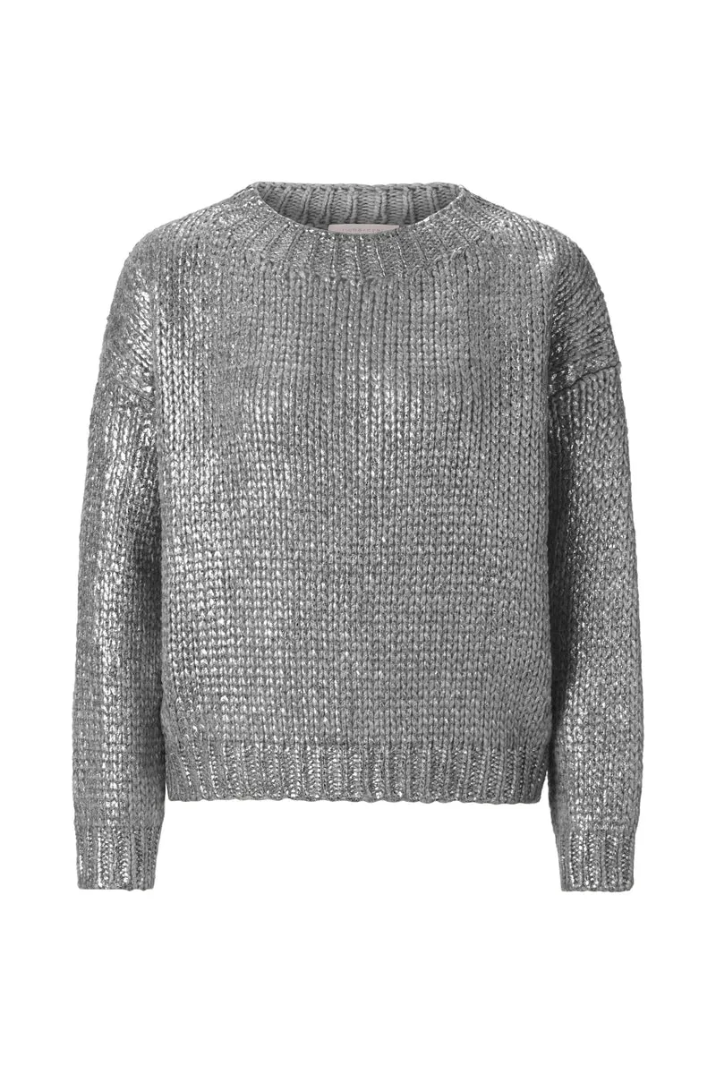 Foil Printed Crew Neck, silver