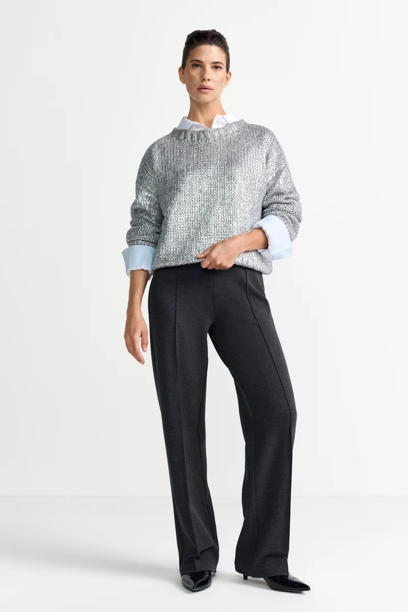 Foil Printed Crew Neck, silver