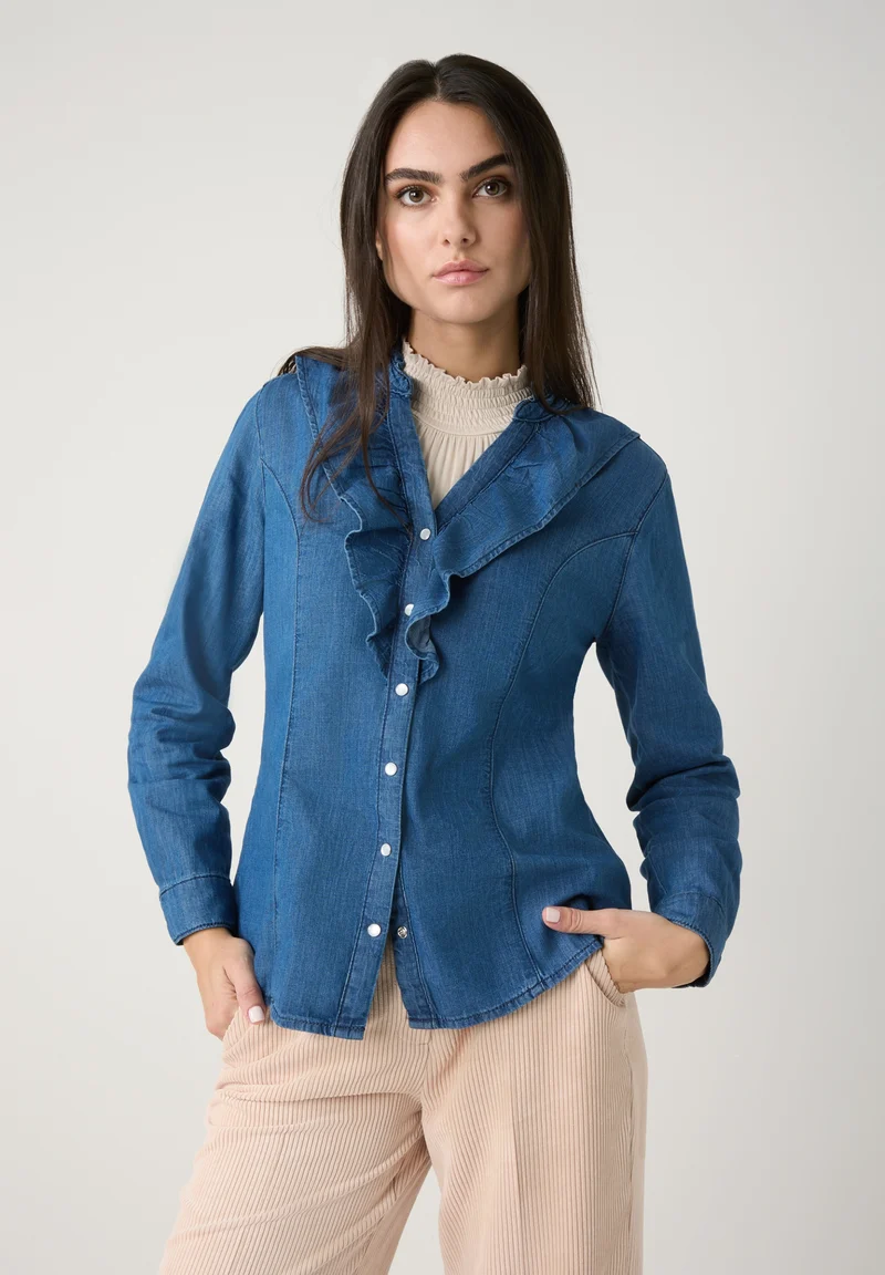Denim Blouse, middle blue denim