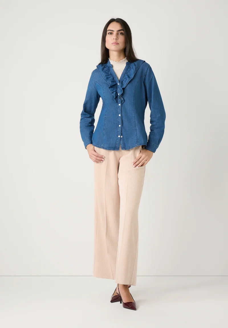 Denim Blouse, middle blue denim