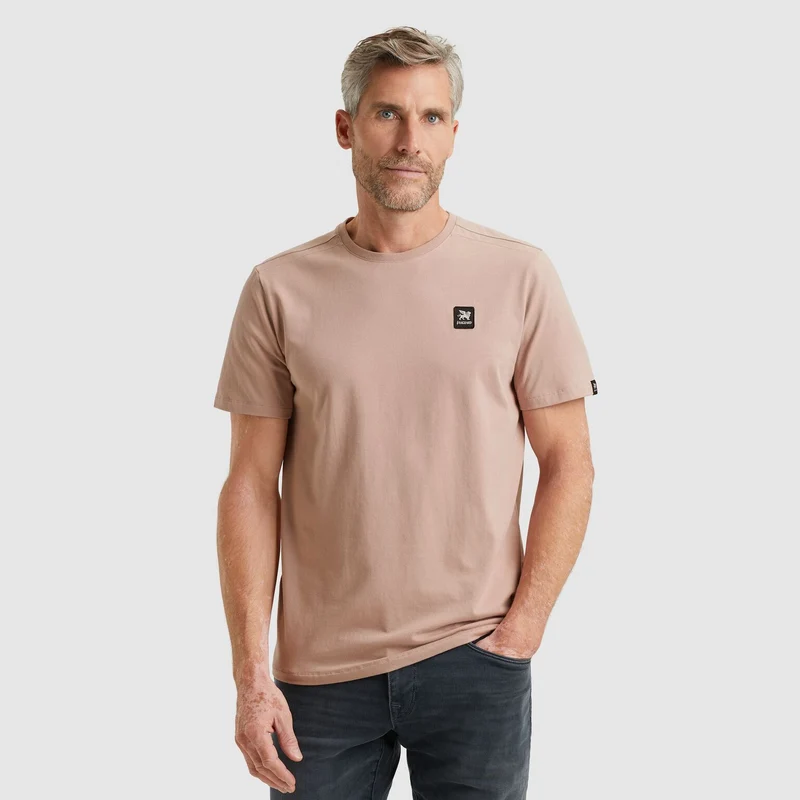 Short sleeve r-neck cotton elastan, Adobe Rose
