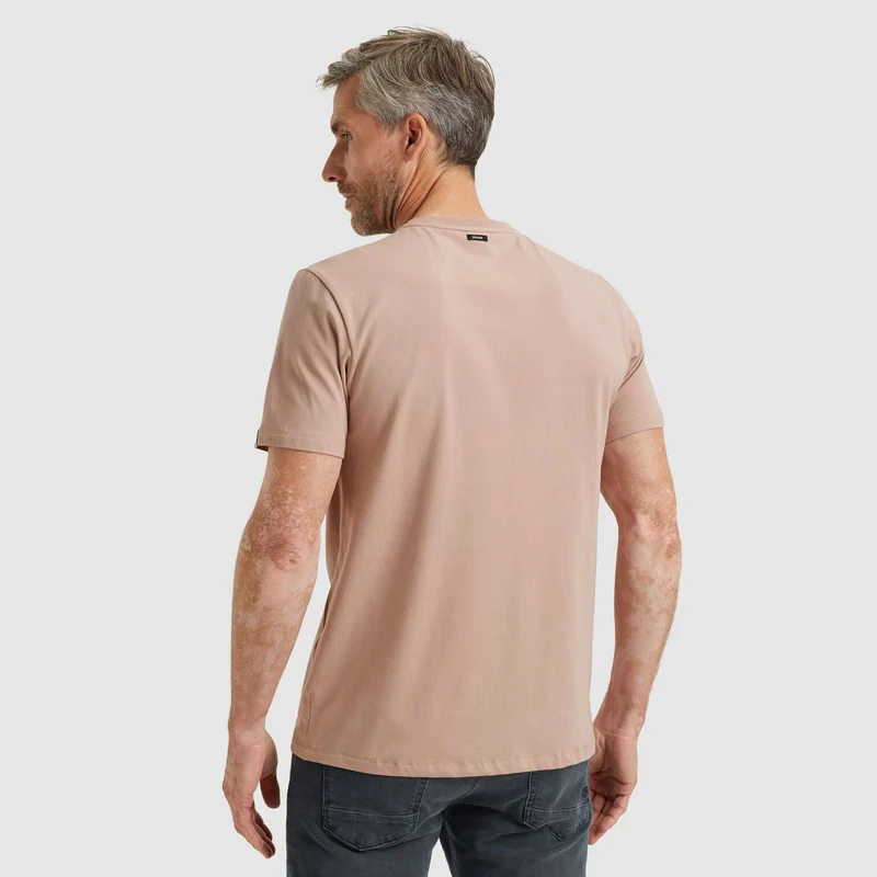 Short sleeve r-neck cotton elastan, Adobe Rose