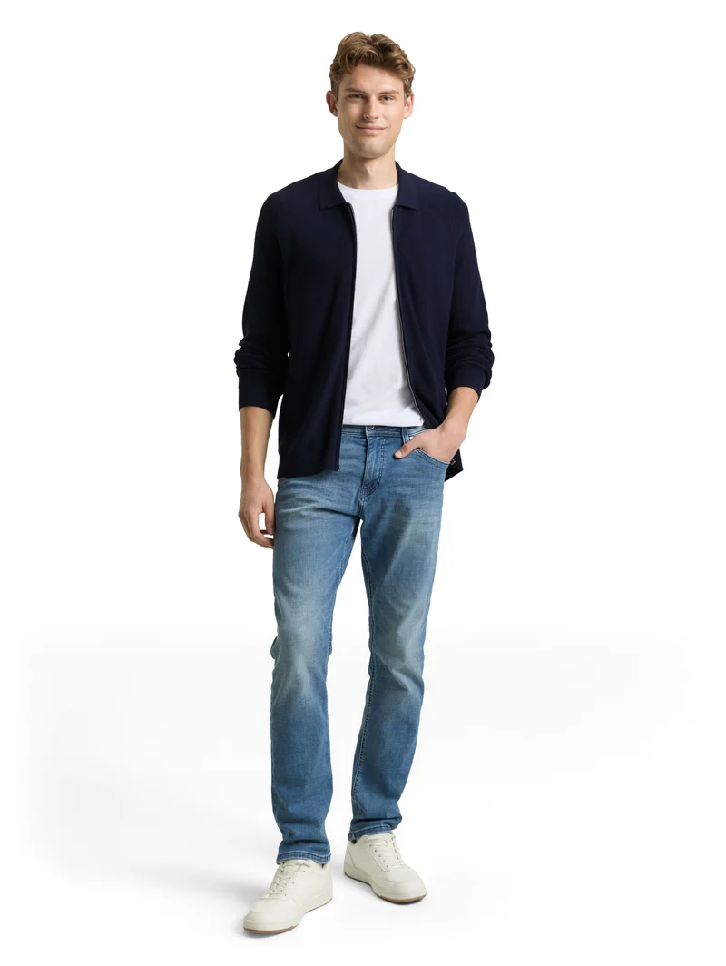 soft knit zip jacket, Knitted Navy Melange