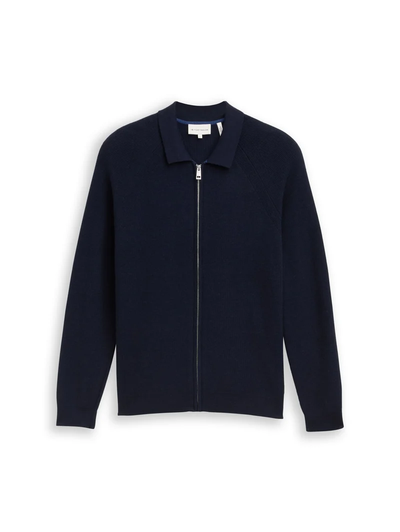 soft knit zip jacket, Knitted Navy Melange