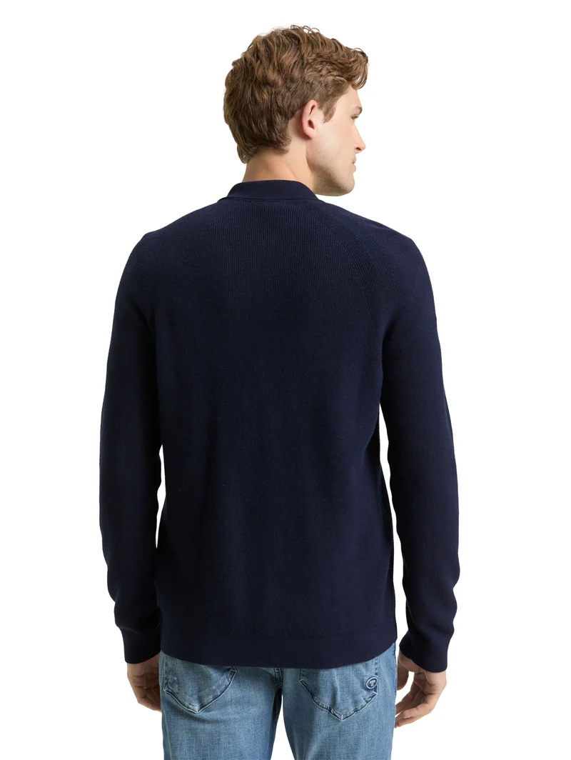 soft knit zip jacket, Knitted Navy Melange