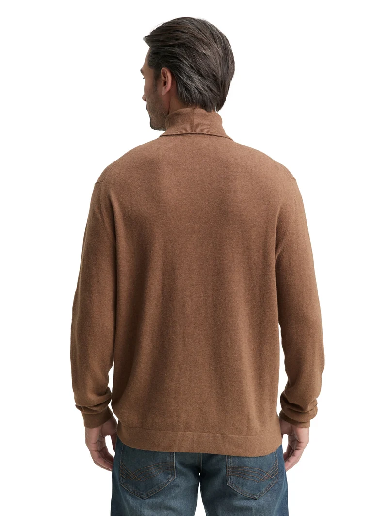 cotton cashmere turtleneck kni, dark taupe melange