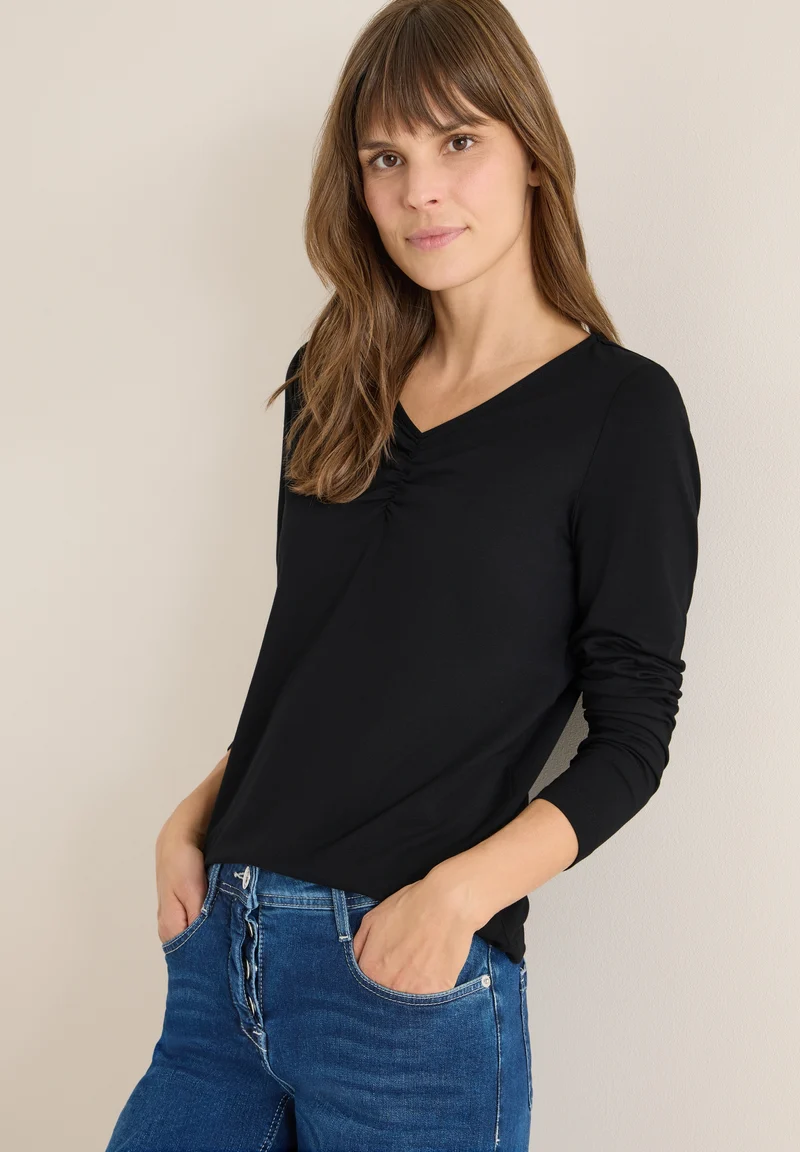 TOS Basic Shirt With Gathering, Black