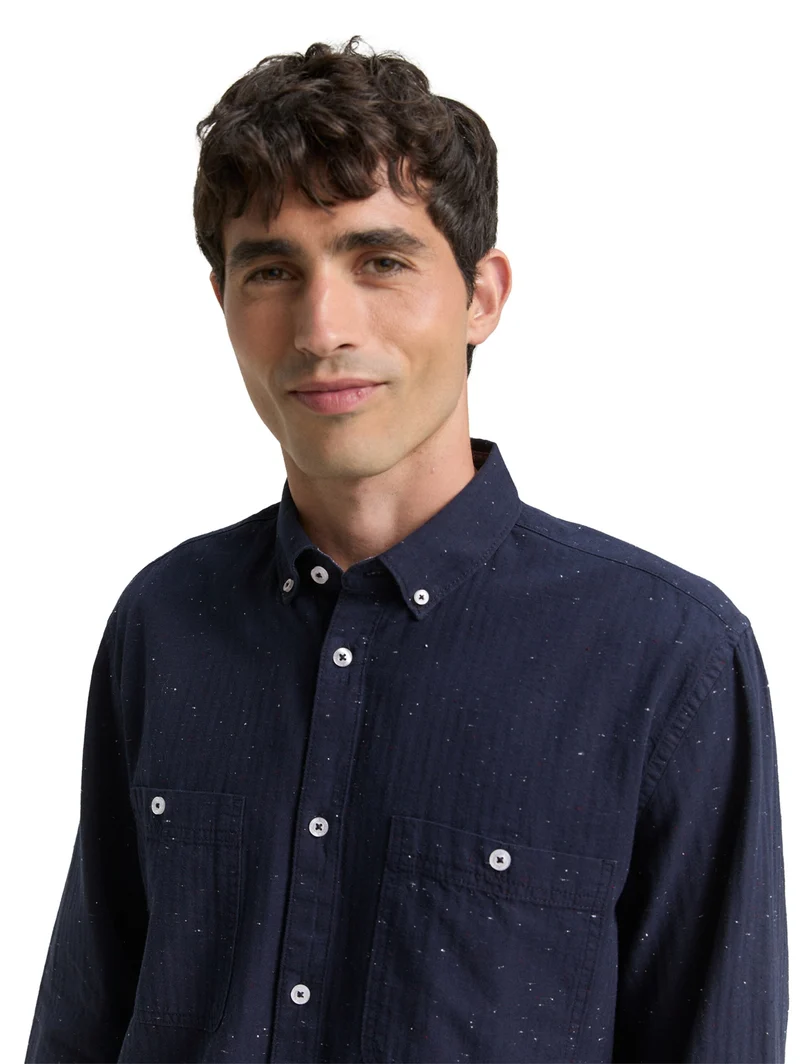 structured shirt, navy nep structure