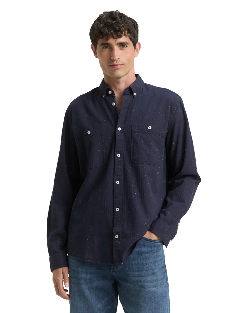 structured shirt, navy nep structure